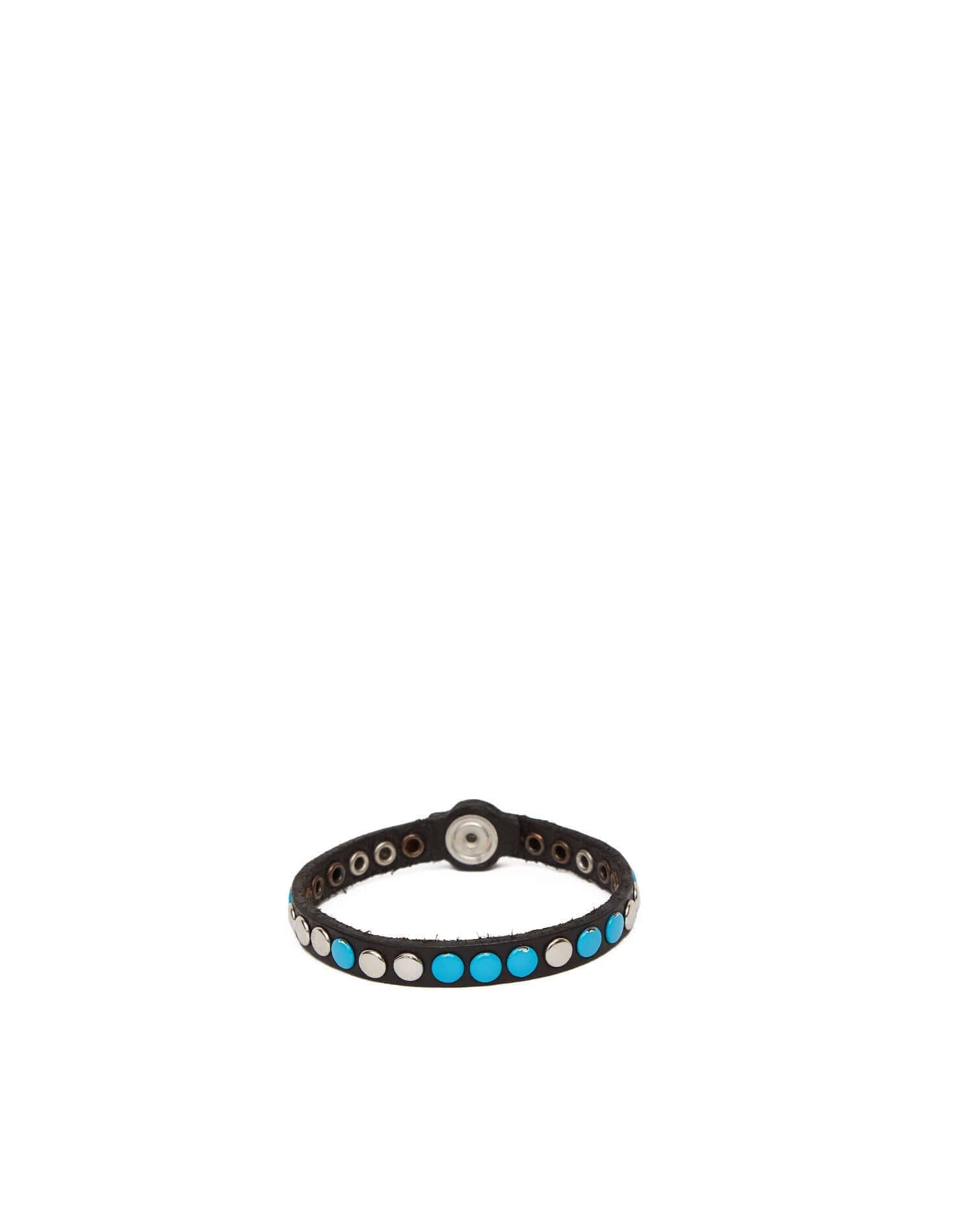 10.000 ONE LINE VARNISH BR Fluo light blue leather bracelet with studs, zamac button closure with carved HTC Los Angeles logo. Size M lenght: 20cm; Size S lenght: 19cm. 100% Made in Italy. HTC LOS ANGELES