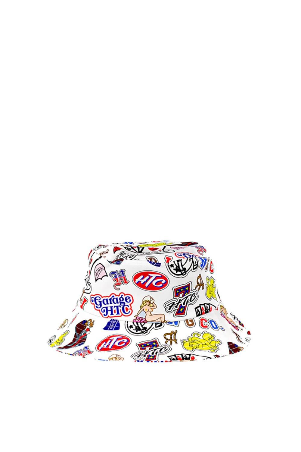 HTC GARAGE BUCKET White overall printed bucket. One size fits all. 100% cotton. HTC LOS ANGELES