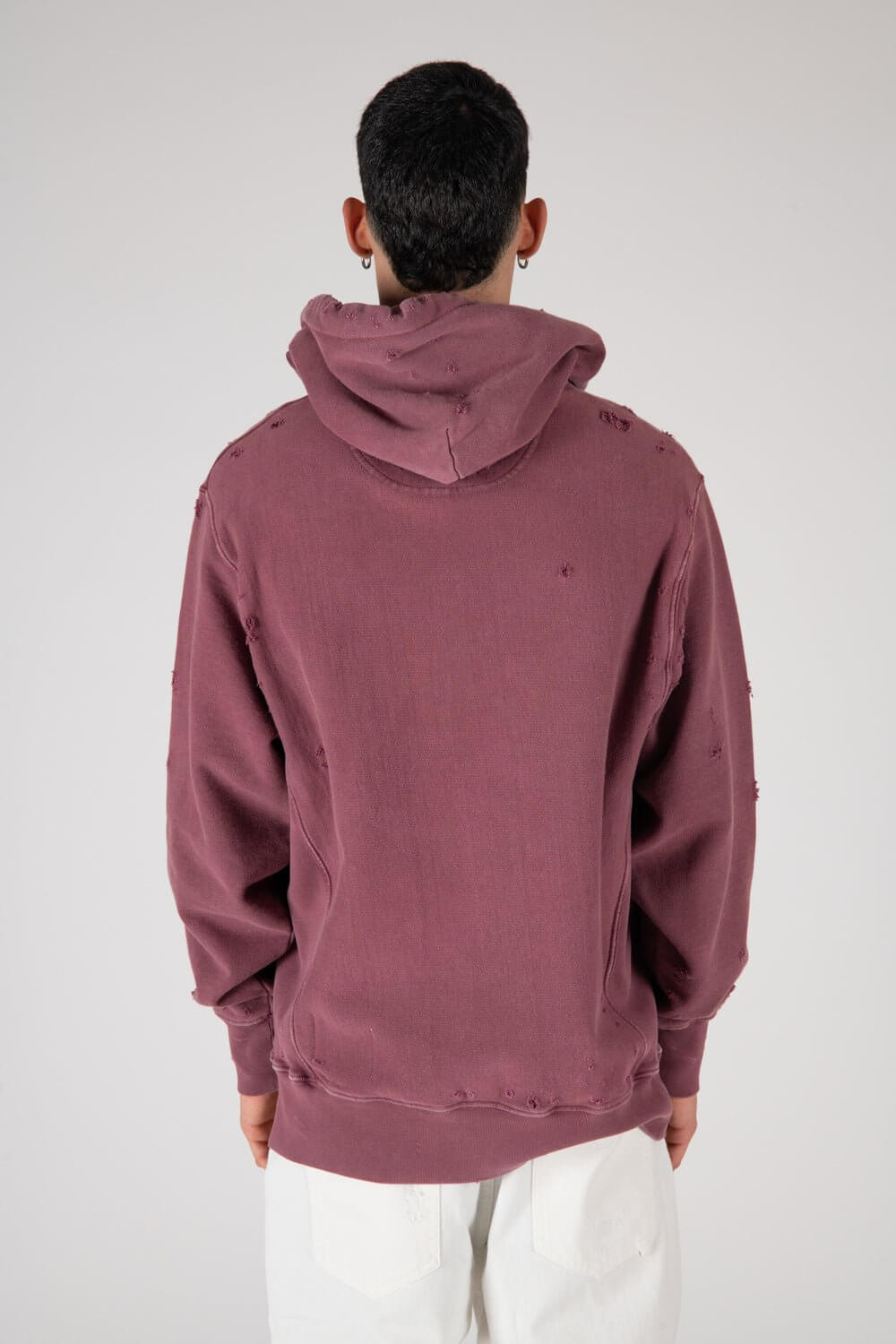 MY HOOD - AKA7 HTC 7 print distressed hoodie. Hood with drawstring, ribbed cuffs and hem. One front kangaroo pocket. Intentionally distressed areas may vary. Composition: 100% Cotton HTC LOS ANGELES