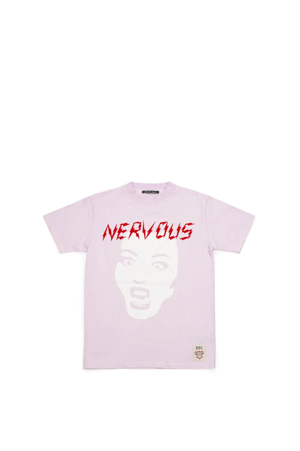 NERVOUS WOMAN T-SHIRT Pink t-shirt with front 'Nervous' print. HTC Los Angeles print on the back. 100% cotton. Made in Italy. HTC LOS ANGELES