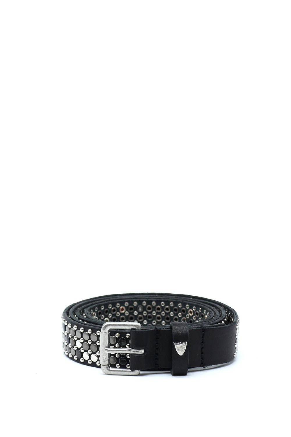 NEST SLIM BELT Black leather belt with mixed studs .Height: 3 cm. Made in Italy. HTC LOS ANGELES