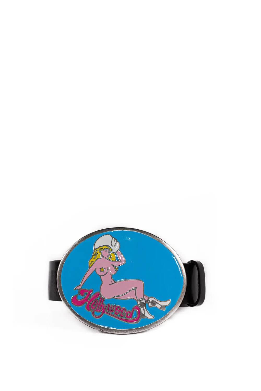 PIN UP BELT Leather belt with round shiny buckle. Made in Italy HTC LOS ANGELES