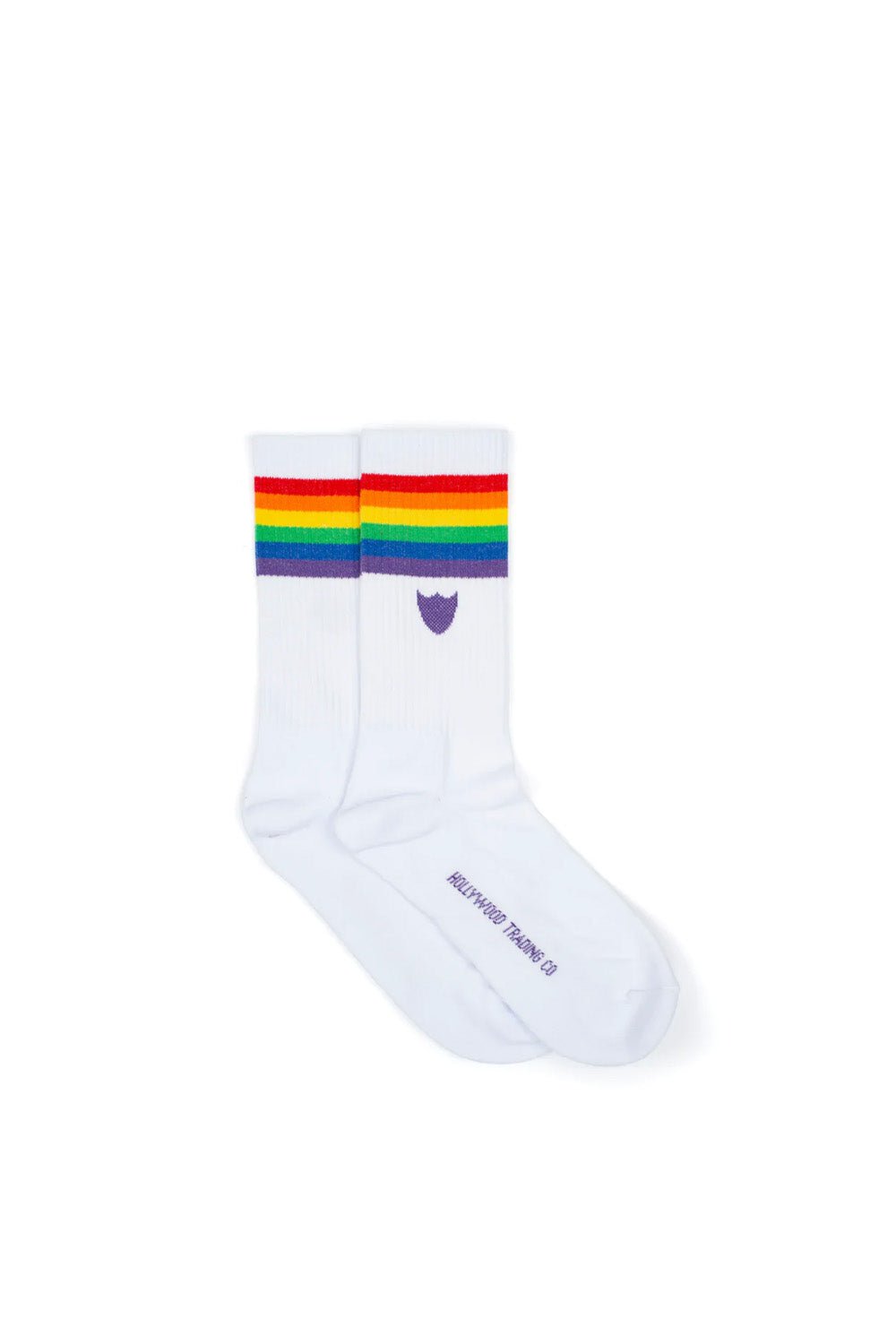 SHIELD RAINBOW WOMAN SOCKS Signature woman socks with Hollywood Trading Co script logo. 85% Cotton 10% Polyamide 5% Elastane. Made in Italy HTC LOS ANGELES