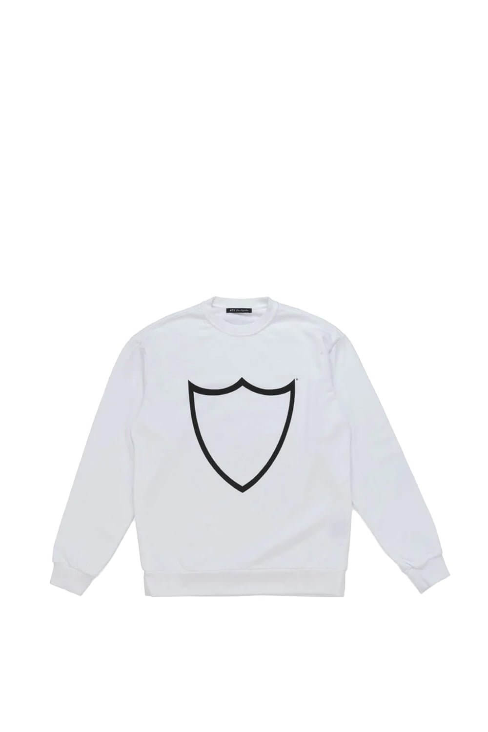 SHIELD SWEATER Round neck sweater with printed logo on the front. 100% cotton. Made in Italy. HTC LOS ANGELES