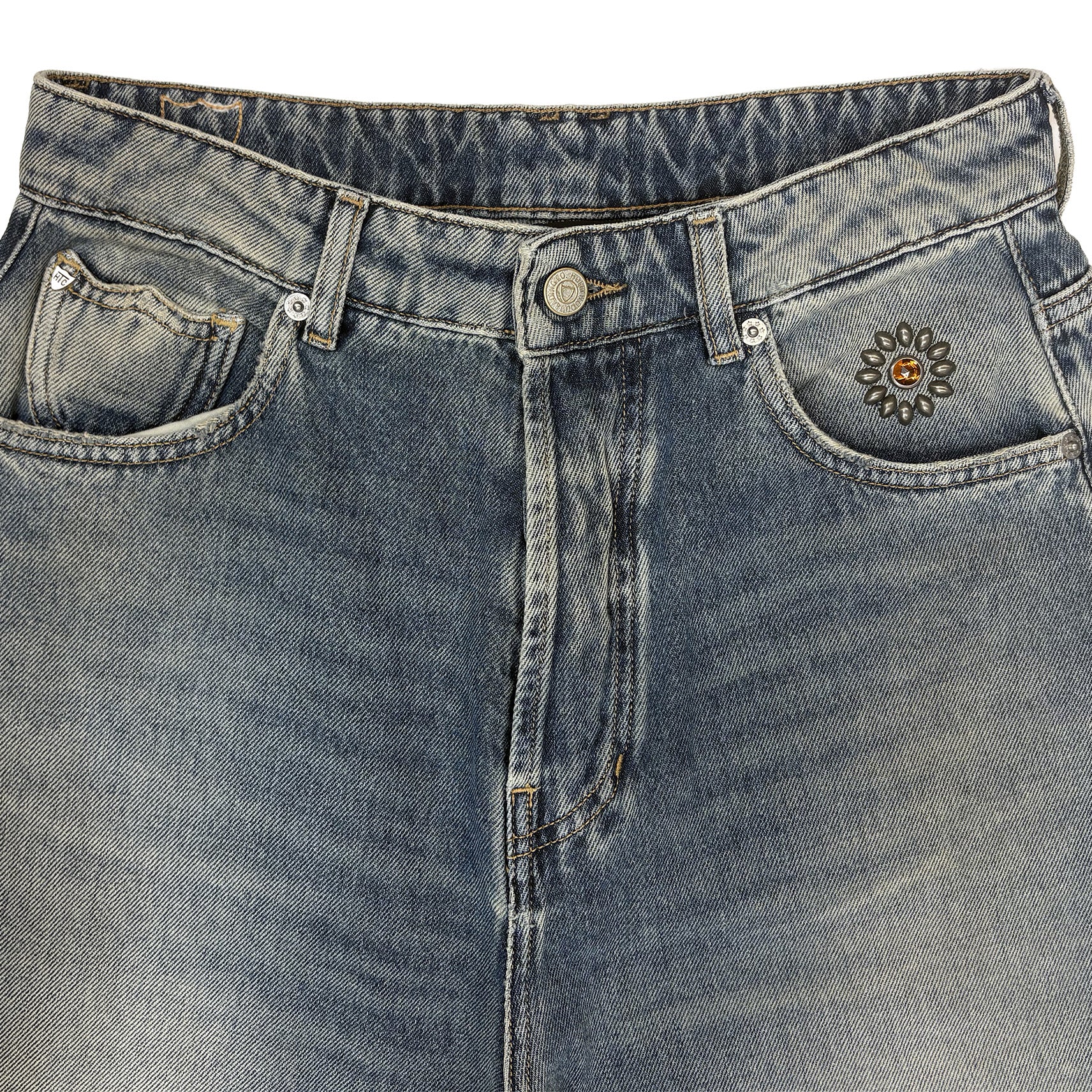 HTC FLOWER DENIM BAGGY MEDIUM BLU-3