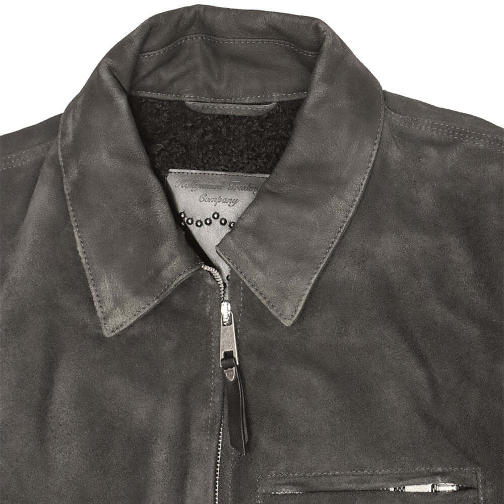 Hollywood Trading Company TERRY SUEDE LEATHER JACKET ANTHRACITE TERRY SUEDE LEATHER JACKET ANTHRACITE 100% SUEDE LEATHER. TEDDY-FLEECE INTERIOR. MADE IN ITALY FIT: REGULAR COLOR: ANTHRACITE JACKETS Hollywood Trading Company Hollywood Trading Company