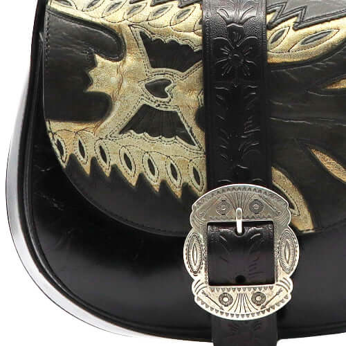 htc los angeles JOAN BOOTS LIMITED EDITION Saddle bag in Black, featuring details from boots. Crafted in Italy, 100% cow leather. Hollywood Trading Company