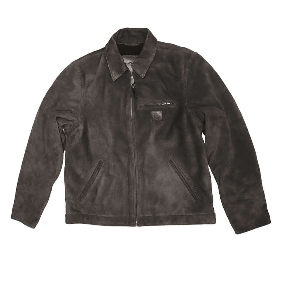 Hollywood Trading Company TERRY SUEDE LEATHER JACKET ANTHRACITE TERRY SUEDE LEATHER JACKET ANTHRACITE 100% SUEDE LEATHER. TEDDY-FLEECE INTERIOR. MADE IN ITALY FIT: REGULAR COLOR: ANTHRACITE JACKETS Hollywood Trading Company Hollywood Trading Company