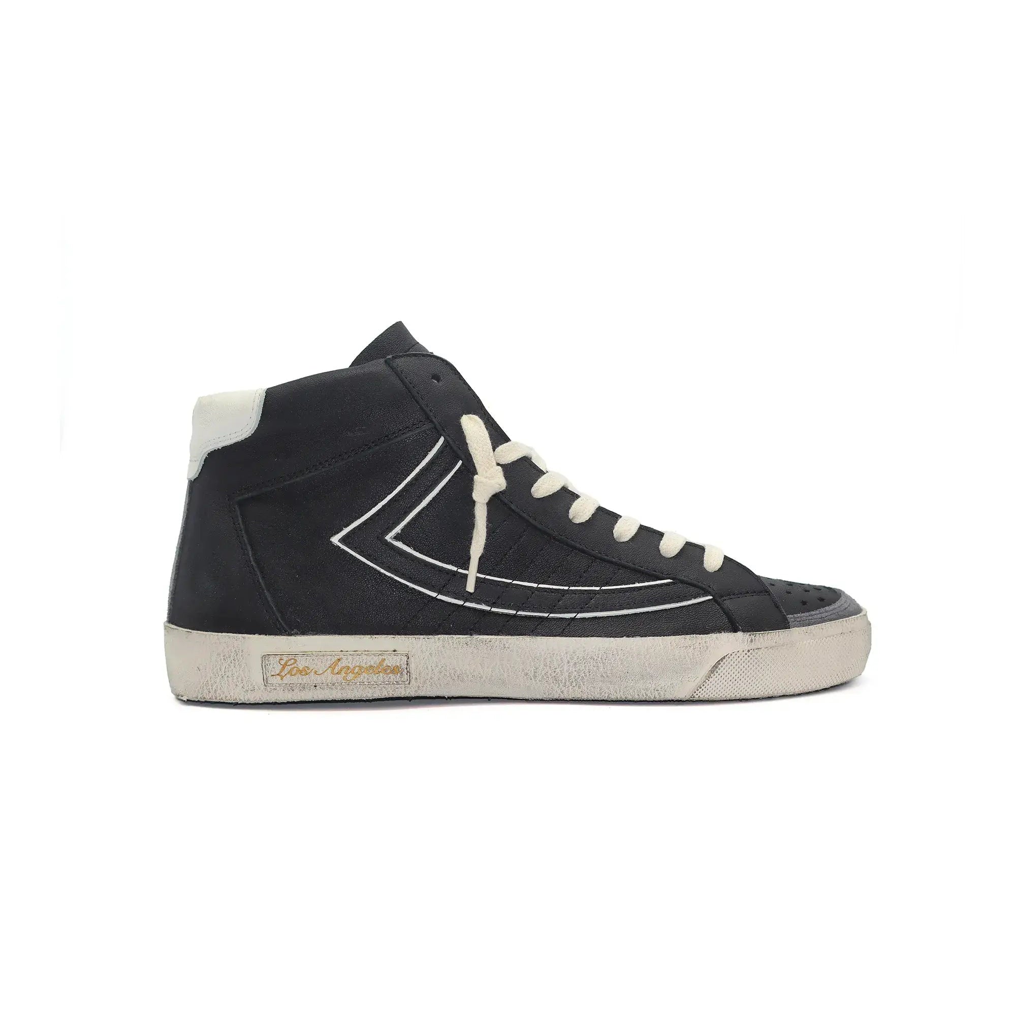htc los angeles HTC VIPERS HIGH MAN BLACK HTC VIPERS HIGH MAN BLACK HTC VIPERS high-top sneakers in white with a distressed finish. Standard fit providing a comfortable and flexible wrap. Front lace-up closure for a secure fit. Small logo on the tongue an