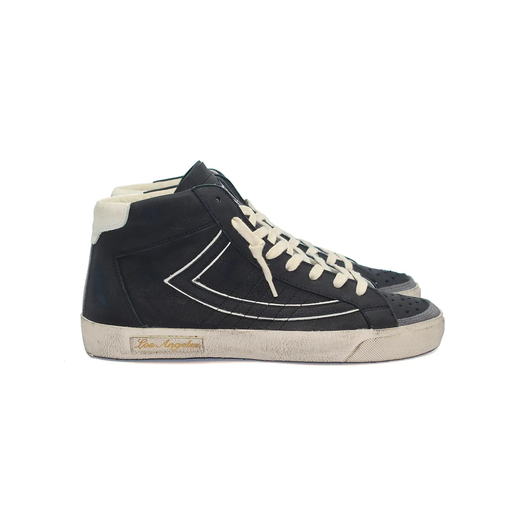 htc los angeles HTC VIPERS HIGH WOMAN BLACK HTC VIPERS HIGH WOMAN BLK BLACK HTC VIPERS high-top sneakers in black with a distressed finish. Standard fit providing a comfortable and flexible wrap. Front lace-up closure for a secure fit. Small logo on the t
