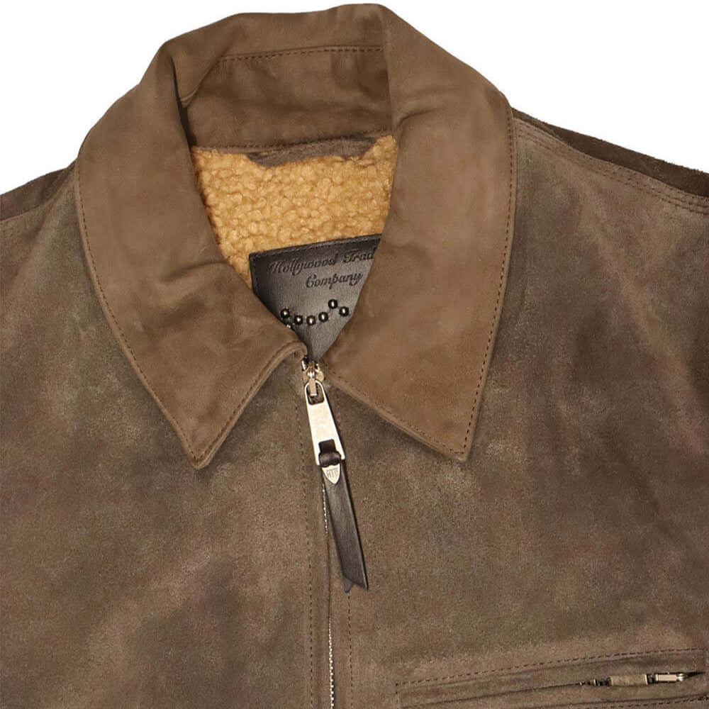 Hollywood Trading Company TERRY SUEDE LEATHER JACKET DARK CHOCOLATE TERRY SUEDE LEATHER JACKET DARK CHOCOLATE 100% SUEDE LEATHER. TEDDY-FLEECE INTERIOR. MADE IN ITALY FIT: REGULAR COLOR: DARK CHOCOLATE JACKETS Hollywood Trading Company Hollywood Trading C