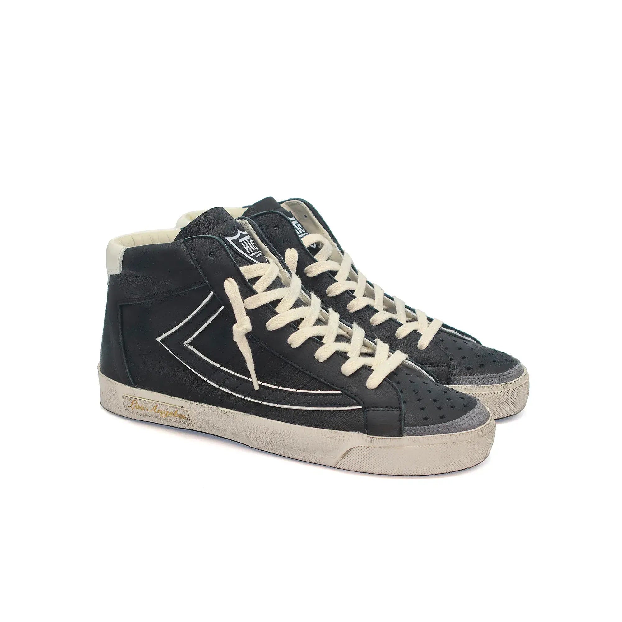 htc los angeles HTC VIPERS HIGH WOMAN BLACK HTC VIPERS HIGH WOMAN BLK BLACK HTC VIPERS high-top sneakers in black with a distressed finish. Standard fit providing a comfortable and flexible wrap. Front lace-up closure for a secure fit. Small logo on the t