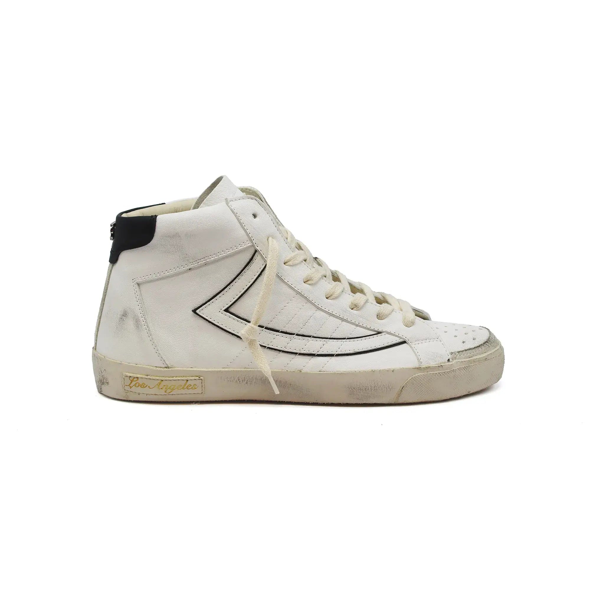 htc los angeles HTC VIPERS HIGH MAN WHITE HTC VIPERS HIGH MAN WHITE HTC VIPERS high-top sneakers in black with a distressed finish. Standard fit providing a comfortable and flexible wrap. Front lace-up closure for a secure fit. Small logo on the tongue an