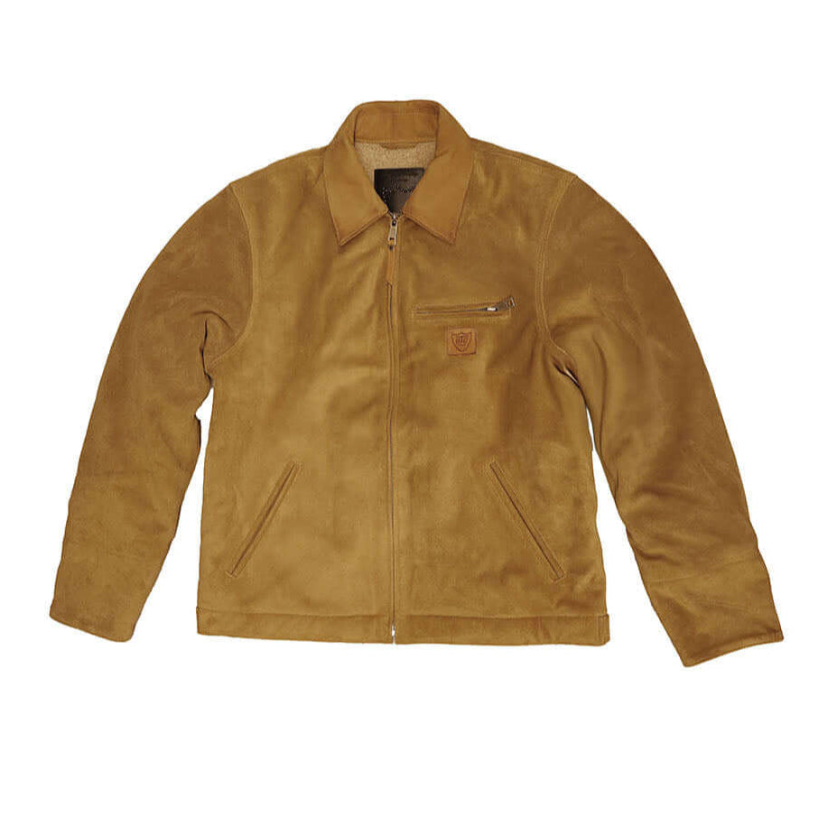 Hollywood Trading Company TERRY SUEDE LEATHER JACKET CAMEL TERRY SUEDE LEATHER JACKET CAMEL 100% SUEDE LEATHER. TEDDY-FLEECE INTERIOR. MADE IN ITALY FIT: REGULAR COLOR: CAMEL JACKETS Hollywood Trading Company Hollywood Trading Company