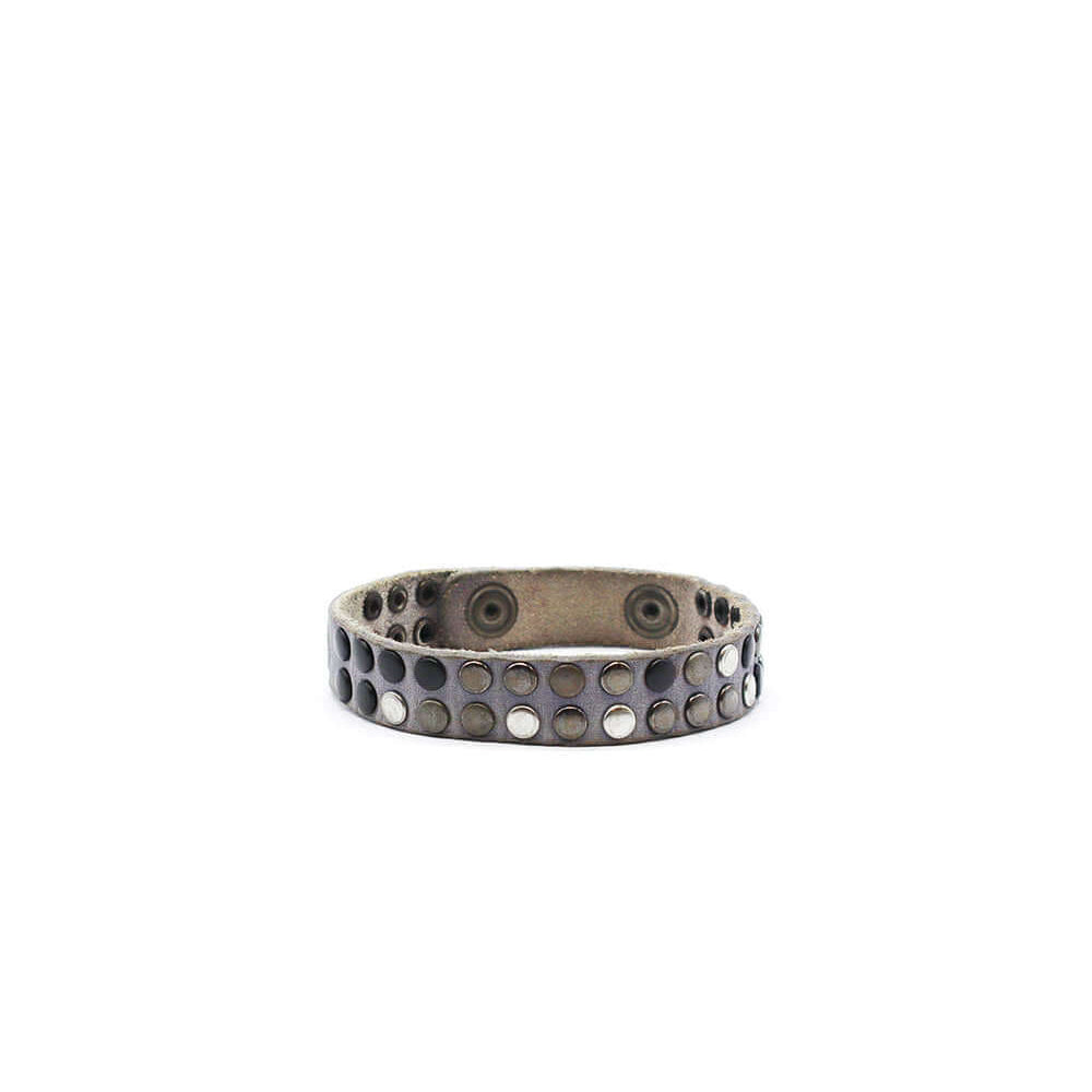 Hollywood Trading Company 10.000 MINI BR SEASONAL 10.000 MINI BR SEASONAL Purple Grey leather bracelet with double line studs, zamac button closure with carved HTC Los Angeles logo. 100% Made in Italy. bracciale Hollywood Trading Company Hollywood Trading