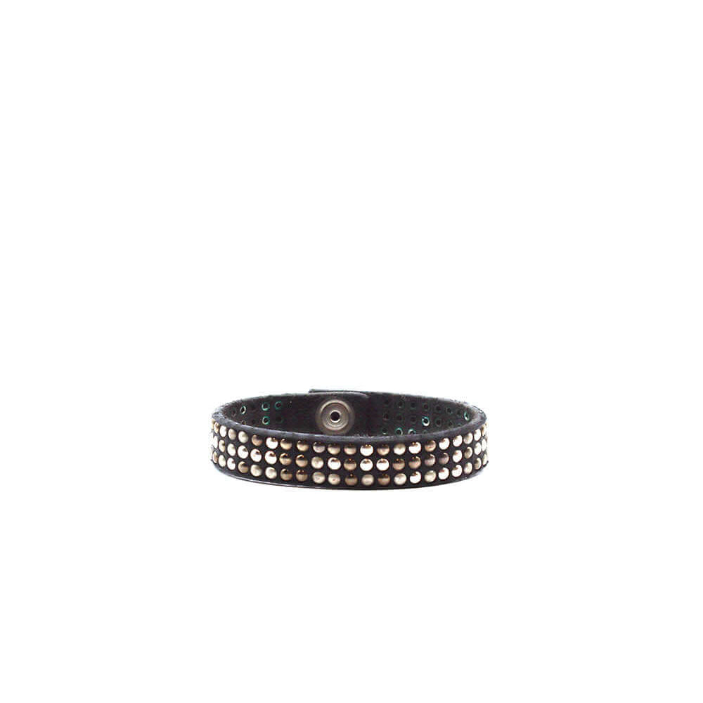 Hollywood Trading Company MICROSTUDS BR MICROSTUDS BR Black Leather bracelet with micro studs, zamac button closure with carved HTC Los Angeles logo. Size M lenght: 20cm; Size S lenght: 19cm. bracciale Hollywood Trading Company Hollywood Trading Company