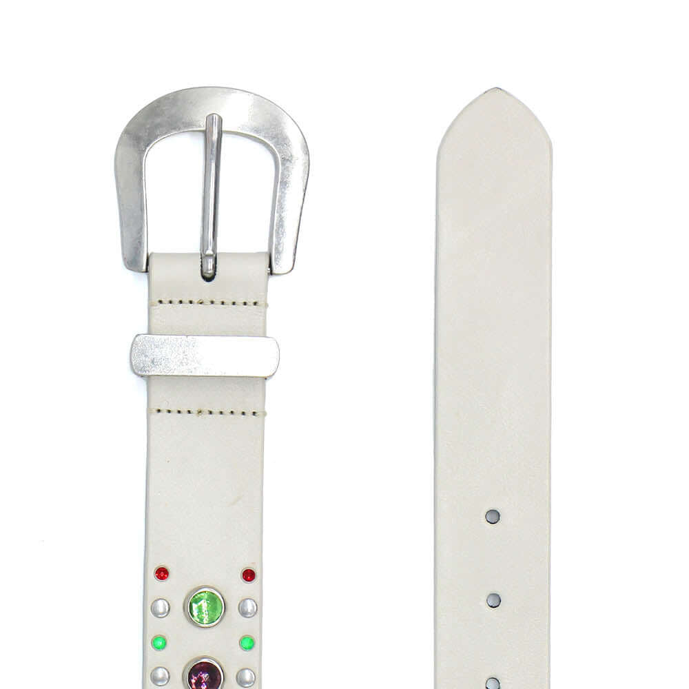 Hollywood Trading Company RAINBOW BELT RAINBOW BELT White leather studded belt, metal buckle. Made in Italy. Height: 3.5 cm BELTS Hollywood Trading Company Hollywood Trading Company