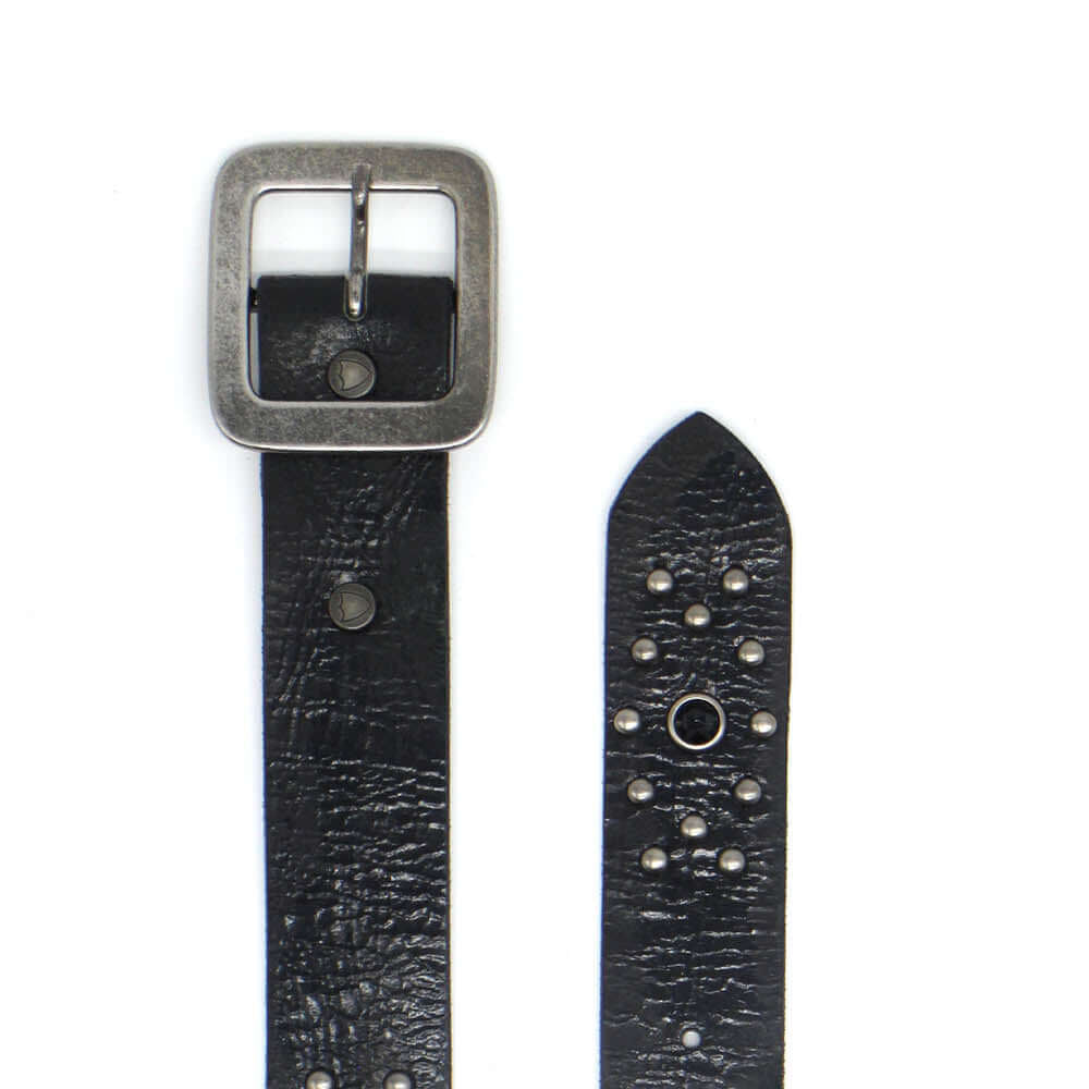 Hollywood Trading Company DESTROYED BELT DESTROYED BELT Black leather studded belt. Metal buckle. 4 cm height. Made in Italy BELTS Hollywood Trading Company Hollywood Trading Company