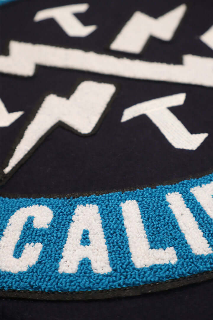 HTC LOS ANGELES HTC VARSITY JACKET NAVY HTC VARSITY JACKET NAVY Limited edition for Seoul. Varsity wool & leather bomber jacket. Front button closure, ribbed collar, cuffs and hem. Embroidered details and patches. Two side pockets. Main body composition:
