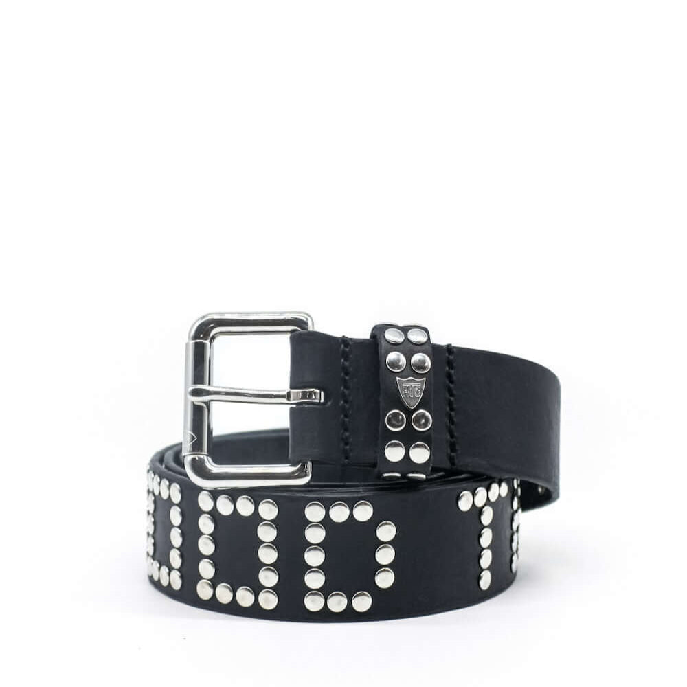 Hollywood Trading Company HOLLYWOOD TRADING COMPANY STUDDED HOLLYWOOD TRADING COMPANY STUDDED Hollywood woman belt leather belt with studs, brass buckle, studded zamac belt loop with HTC logo rivet. Height: 3.5 cm. Made in Italy. BELTS Hollywood Trading C