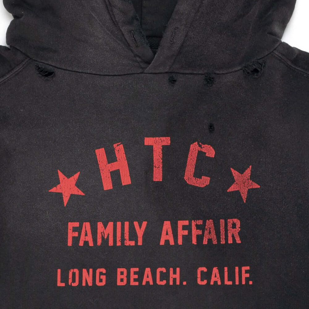 Hollywood Trading Company HTC FAMILY AFFAIR W HOODIE HTC FAMILY AFFAIR W HOODIE Woman's Over fit hoodie sweater. Destroyed style. 100% cotton. Made in Italy. hoodie Hollywood Trading Company Hollywood Trading Company