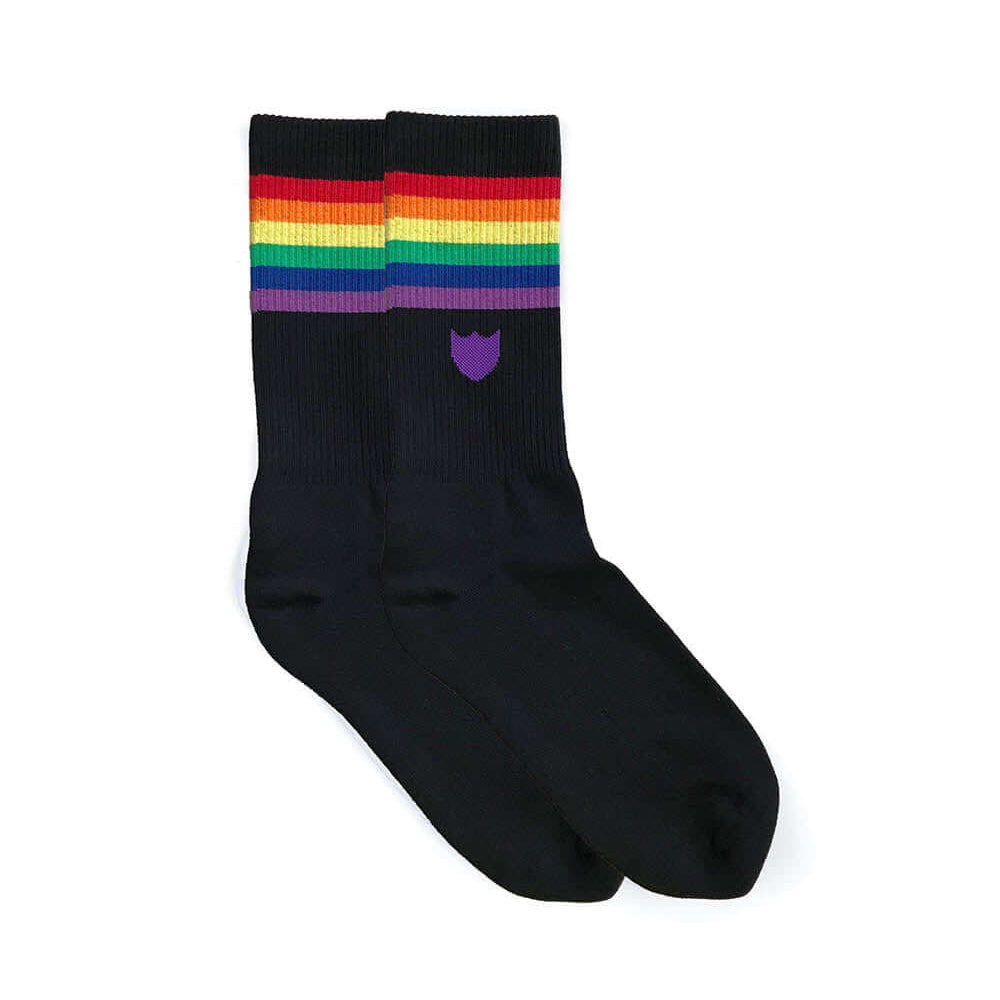 Hollywood Trading Company SHIELD RAINBOW MAN SOCKS SHIELD RAINBOW MAN SOCKS Signature man socks with Hollywood Trading Co script logo. 85% Cotton 10% Polyamide 5% Elastane. Made in Italy socks Hollywood Trading Company Hollywood Trading Company