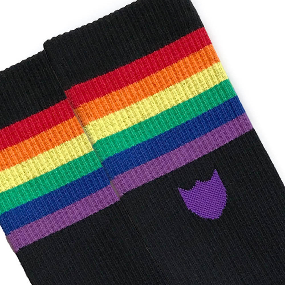 Hollywood Trading Company SHIELD RAINBOW MAN SOCKS SHIELD RAINBOW MAN SOCKS Signature man socks with Hollywood Trading Co script logo. 85% Cotton 10% Polyamide 5% Elastane. Made in Italy socks Hollywood Trading Company Hollywood Trading Company