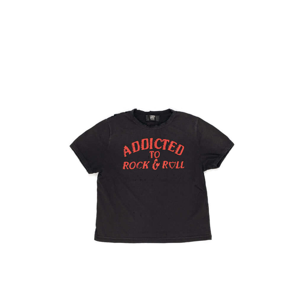 HTC LOS ANGELES ADDICTED W. T-SHIRT ADDICTED W. T-SHIRT Boxy fit t-shirt with printed. 100% COTTON GARMENT DYE T-SHIRT WITH CORROSION/SPRAY TREATMENT + STONE WASH t-shirt Hollywood Trading Company Hollywood Trading Company