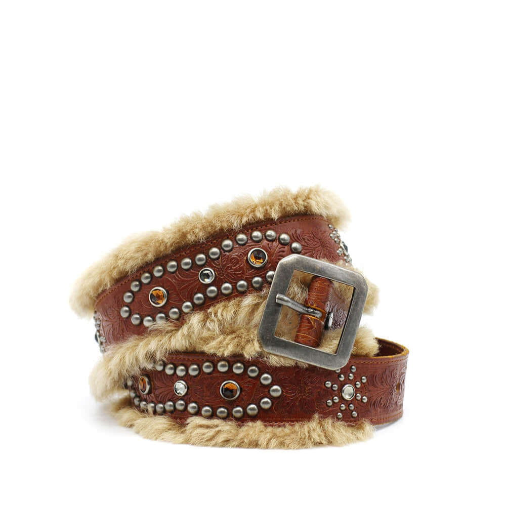 Hollywood Trading Company AMERICAN FUR BELT AMERICAN FUR BELT 100% COW LEATHER. MADE IN ITALY COLOR: COGNAC HEIGHT 35MM. BELTS Hollywood Trading Company Hollywood Trading Company