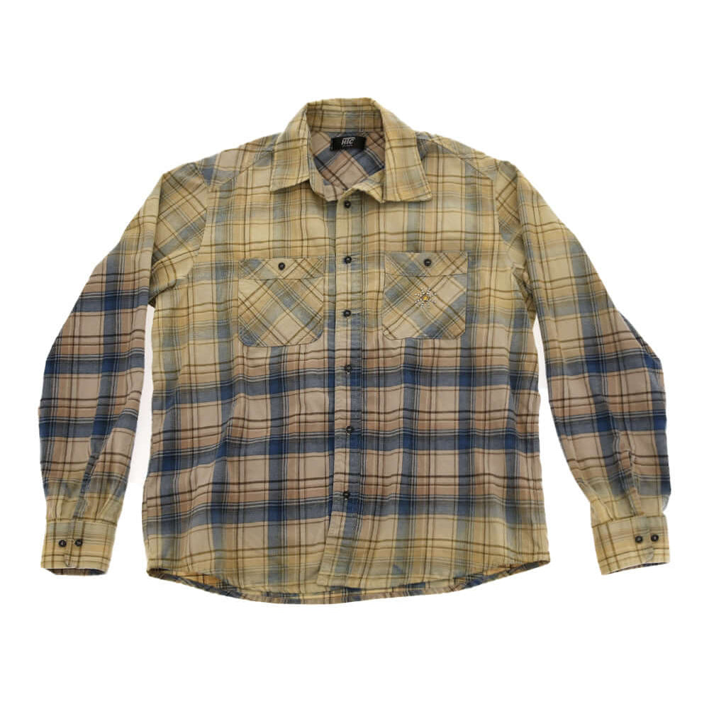 Hollywood Trading Company HTC STUDDED VINTAGE SHIRT HTC STUDDED VINTAGE SHIRT YELLOW/AZZURRO Studded Check cotton shirt. Regular fit. Front button closure. Two brest pockets. 100% cotton. Made in Italy. Yellow/Azure SHIRTS Hollywood Trading Company Hollyw