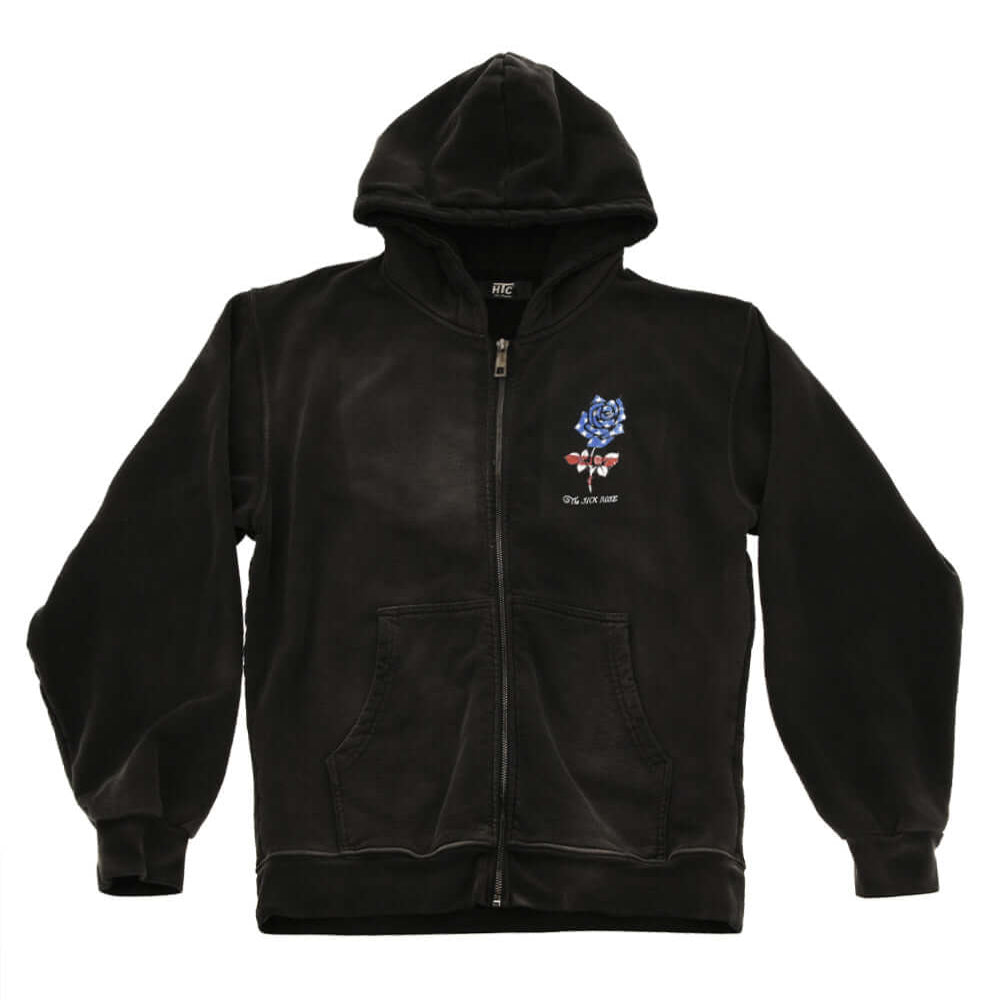 Hollywood Trading Company AMERICAN ROSE HOODIE AMERICAN ROSE HOODIE REGULAR FIT. 100% COTTON. MADE IN ITALY COLOR: BLACK sweater Hollywood Trading Company Hollywood Trading Company