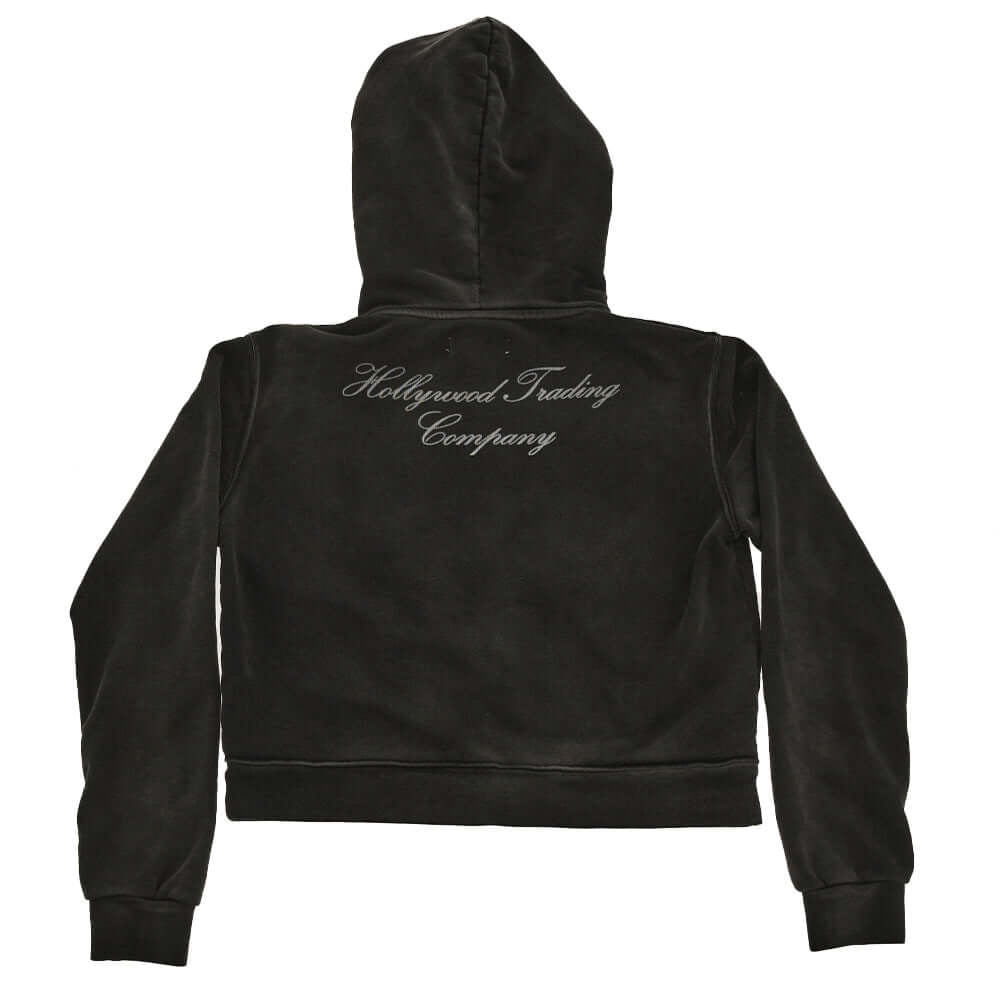 Hollywood Trading Company HOLLYWOOD T.C WOMAN ZIP HOODIE HOLLYWOOD T.C WOMAN ZIP HOODIE REGULAR FIT. 100% COTTON. MADE IN ITALY COLOR: BLACK sweater Hollywood Trading Company Hollywood Trading Company