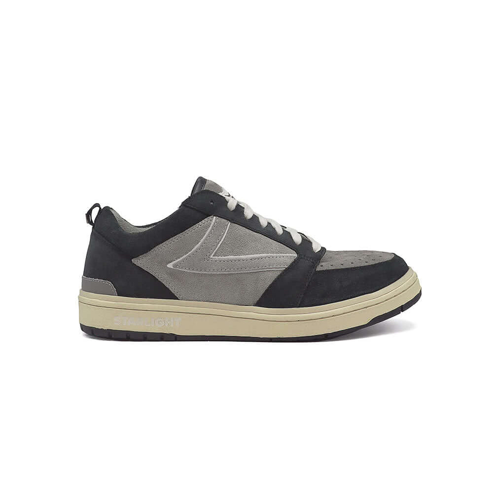 Hollywood Trading Company STARLIGHT SUEDE LOW MAN GREY/BLACK STARLIGHT SUEDE LOW MAN GREY/BLACK HTC Starlight Suede Low Man sneakers, back pull loop with metal logo detail, front lace-up closure SHOES Hollywood Trading Company Hollywood Trading Company