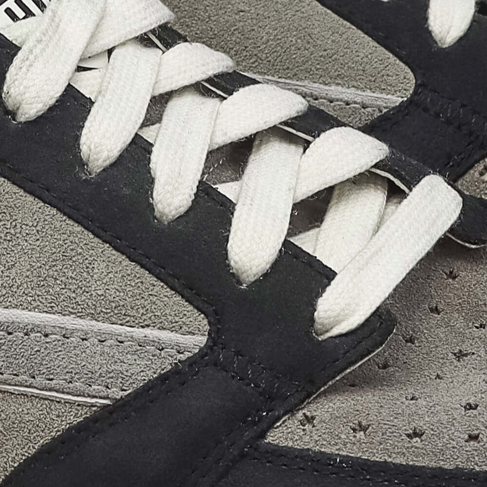 Hollywood Trading Company STARLIGHT SUEDE LOW MAN GREY/BLACK STARLIGHT SUEDE LOW MAN GREY/BLACK HTC Starlight Suede Low Man sneakers, back pull loop with metal logo detail, front lace-up closure SHOES Hollywood Trading Company Hollywood Trading Company