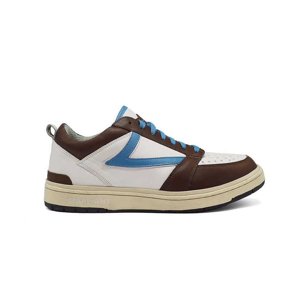 Hollywood Trading Company STARLIGHT COLOR SHIELD LOW MAN BROWN/BLUE STARLIGHT COLOR SHIELD LOW MAN BROWN/BLUE HTC Starlight Color Low Man sneakers, back pull loop with metal logo detail, front lace-up closure SHOES Hollywood Trading Company Hollywood Trad