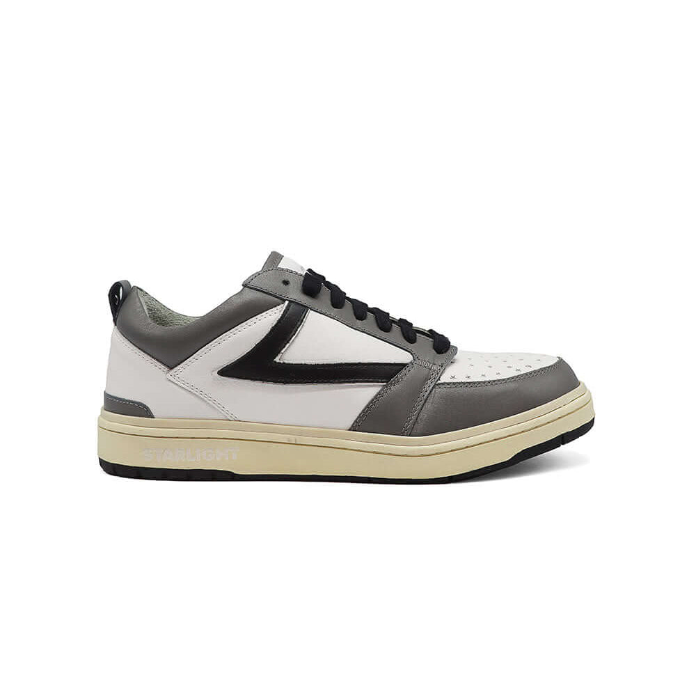 Hollywood Trading Company STARLIGHT COLOR SHIELD LOW MAN WHITE/GREY STARLIGHT COLOR SHIELD LOW MAN WHITE/GREY HTC Starlight Color Low Man sneakers, back pull loop with metal logo detail, front lace-up closure SHOES Hollywood Trading Company Hollywood Trad