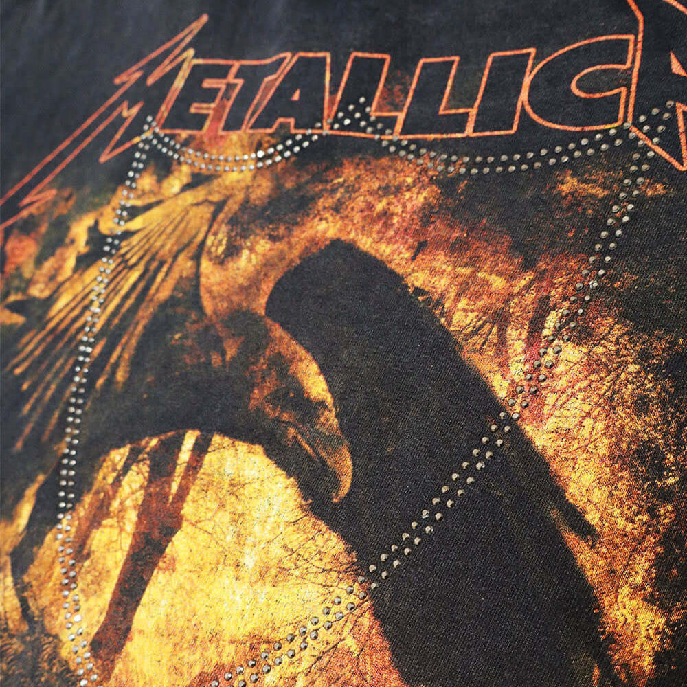 Hollywood Trading Company HTC VINTAGE METALLICA LUX T-SHIRT HTC VINTAGE METALLICA LUX T-SHIRT ONE OF A KIND VINTAGE T-SHIRT WITH ORIGINAL METALLICA PRINT, REWORKED WITH SILVER STUDDED HTC LOGO ON THE FRONT. BOXY FIT. t-shirt Hollywood Trading Company Holl