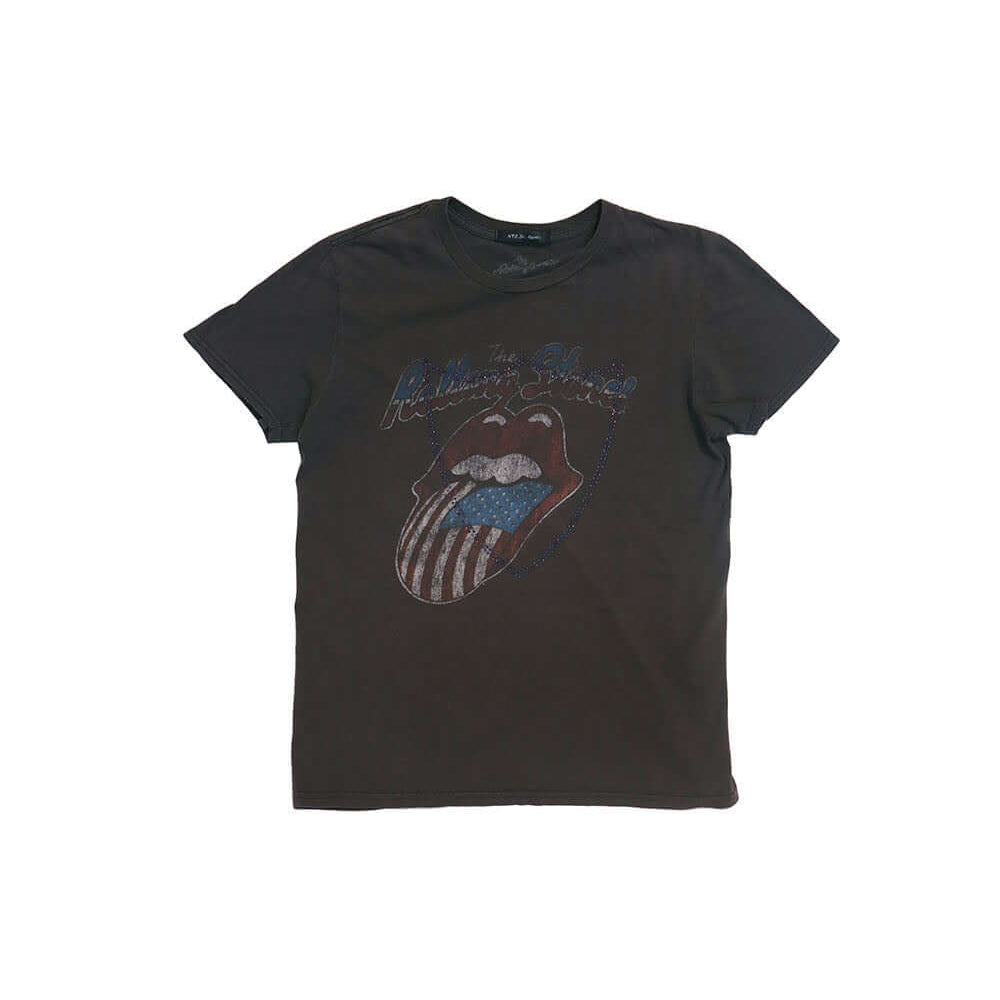 Hollywood Trading Company HTC VINTAGE ROLLING STONES LUX T-SHIRT HTC VINTAGE ROLLING STONES LUX T-SHIRT ONE OF A KIND VINTAGE T-SHIRT WITH ORIGINAL ROLLING STONES PRINT, REWORKED WITH BLUE STUDDED HTC LOGO ON THE FRONT. REGULAR FIT. t-shirt Hollywood Trad