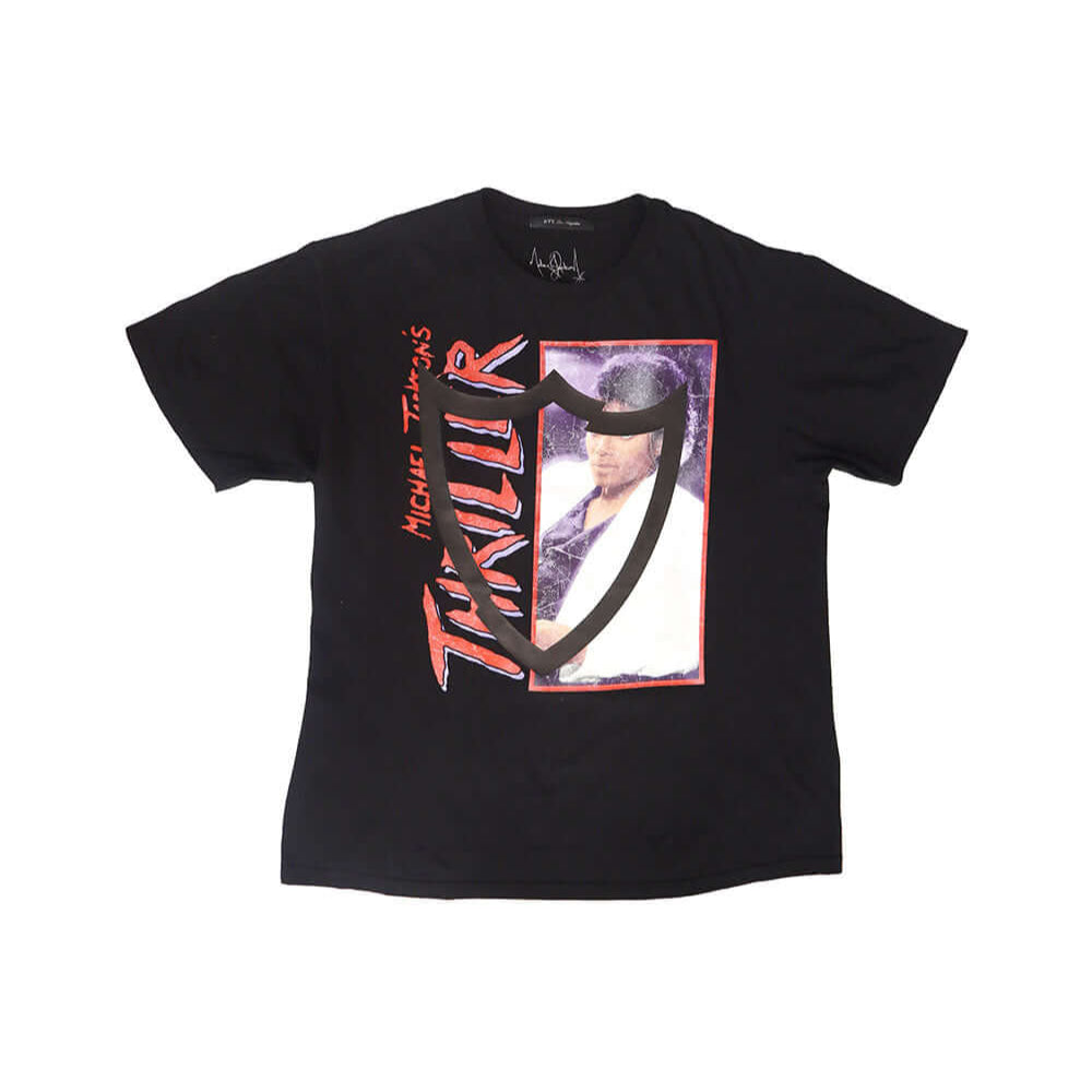 Hollywood Trading Company HTC VINTAGE MICHAEL JACKSON T-SHIRT HTC VINTAGE MICHAEL JACKSON T-SHIRT ONE OF A KIND VINTAGE T-SHIRT WITH ORIGINAL MICHAEL JACKSON PRINT, REWORKED WITH BLACK HTC LOGO ON THE FRONT. BOXY FIT. t-shirt Hollywood Trading Company Hol