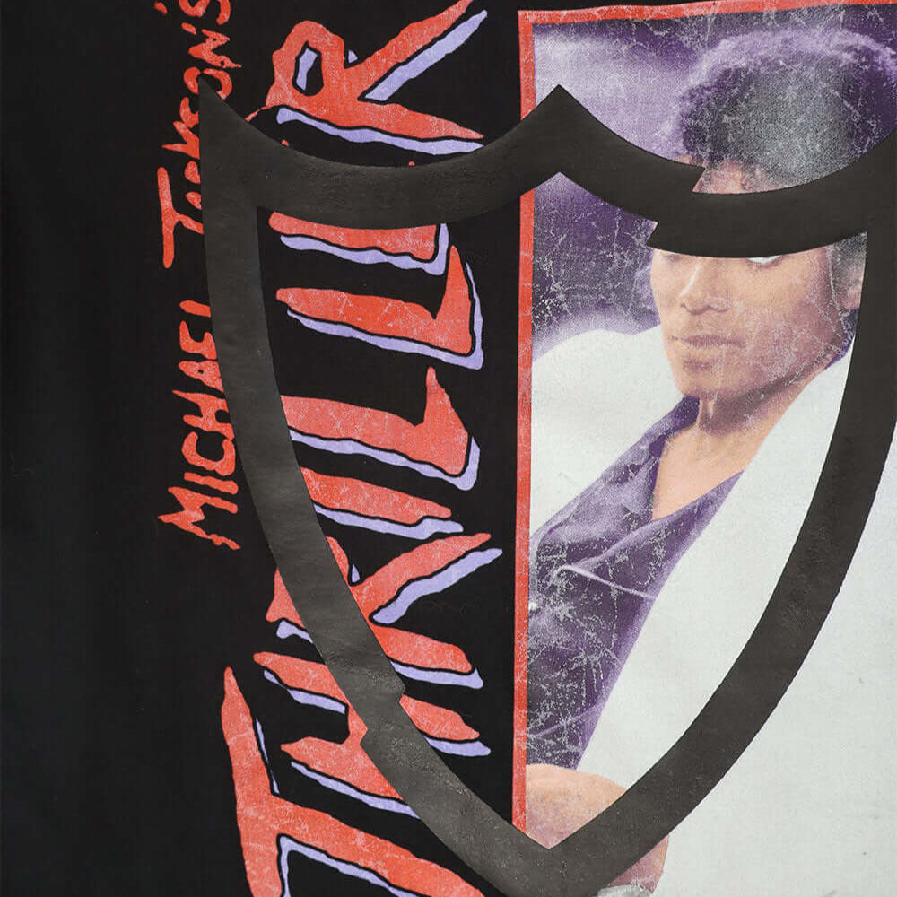 Hollywood Trading Company HTC VINTAGE MICHAEL JACKSON T-SHIRT HTC VINTAGE MICHAEL JACKSON T-SHIRT ONE OF A KIND VINTAGE T-SHIRT WITH ORIGINAL MICHAEL JACKSON PRINT, REWORKED WITH BLACK HTC LOGO ON THE FRONT. BOXY FIT. t-shirt Hollywood Trading Company Hol