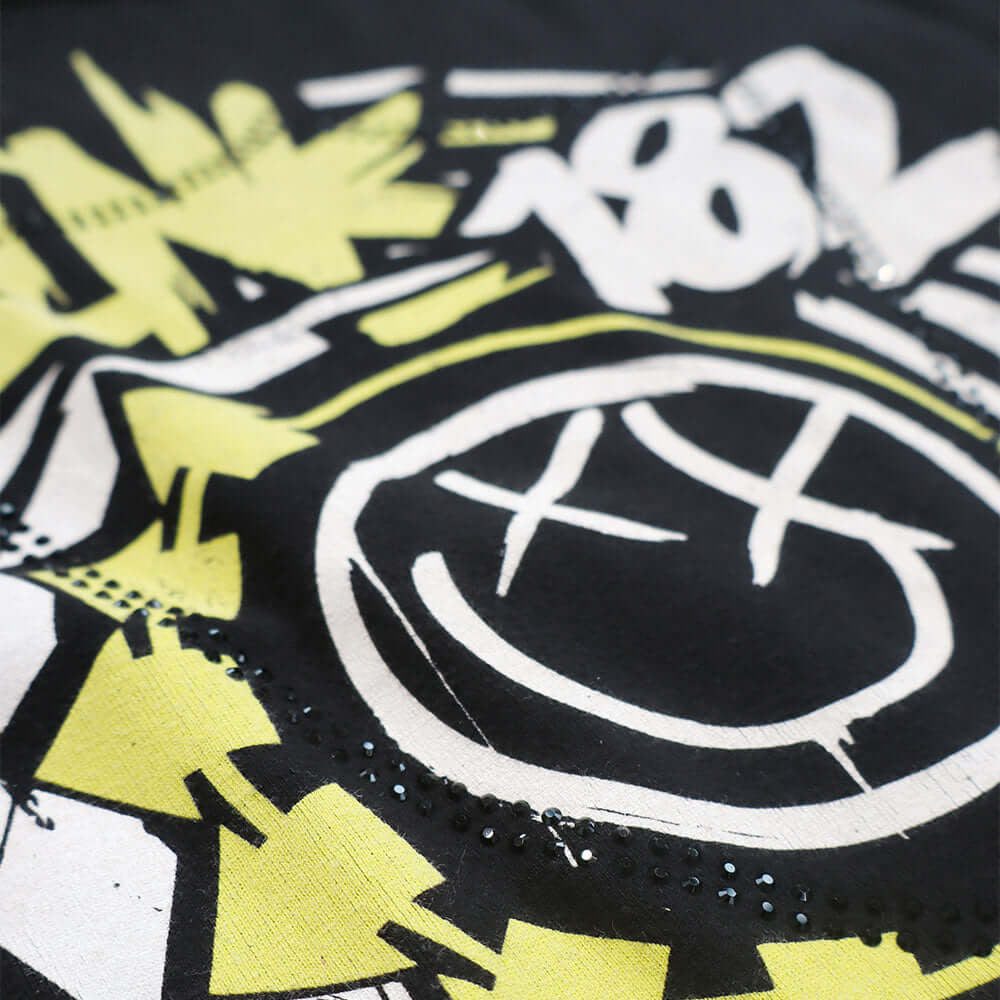 Hollywood Trading Company HTC VINTAGE BLINK 182 LUX T-SHIRT HTC VINTAGE BLINK 182 LUX T-SHIRT ONE OF A KIND VINTAGE T-SHIRT WITH ORIGINAL BLINK 182 PRINT, REWORKED WITH BLACK STUDDED HTC LOGO ON THE FRONT. REGULAR FIT. t-shirt Hollywood Trading Company Ho