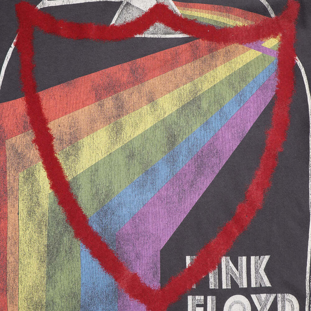 Hollywood Trading Company HTC VINTAGE PINK FLOYD T-SHIRT HTC VINTAGE PINK FLOYD T-SHIRT ONE OF A KIND VINTAGE T-SHIRT WITH ORIGINAL PINK FLOYD PRINT, REWORKED WITH BURGUNDY HTC LOGO ON THE FRONT. BOXY FIT t-shirt Hollywood Trading Company Hollywood Tradin