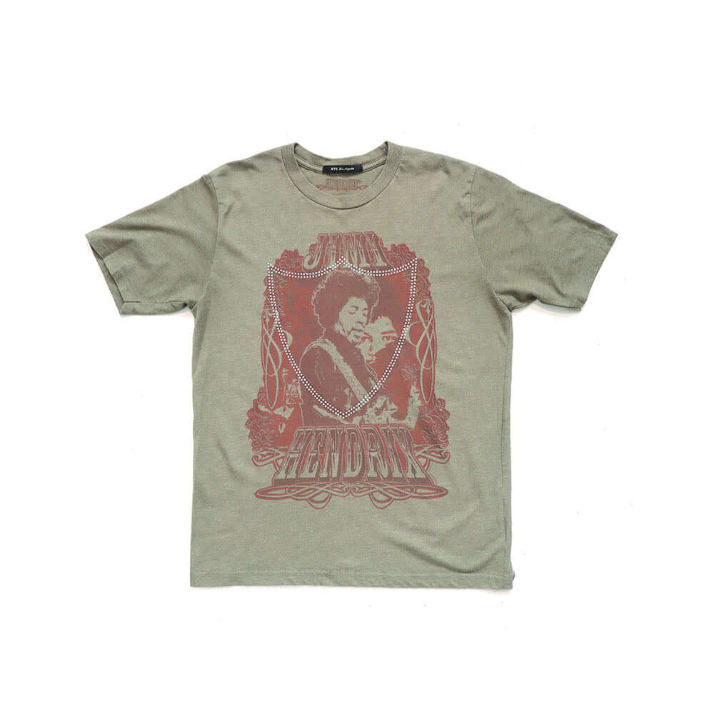 Hollywood Trading Company HTC VINTAGE JIMI HENDRIX LUX T-SHIRT HTC VINTAGE JIMI HENDRIX LUX T-SHIRT ONE OF A KIND VINTAGE T-SHIRT WITH ORIGINAL JIMI HENDRIX PRINT, REWORKED WITH SILVER STUDDED HTC LOGO ON THE FRONT. REGULAR FIT. T-SHIRTS Hollywood Trading