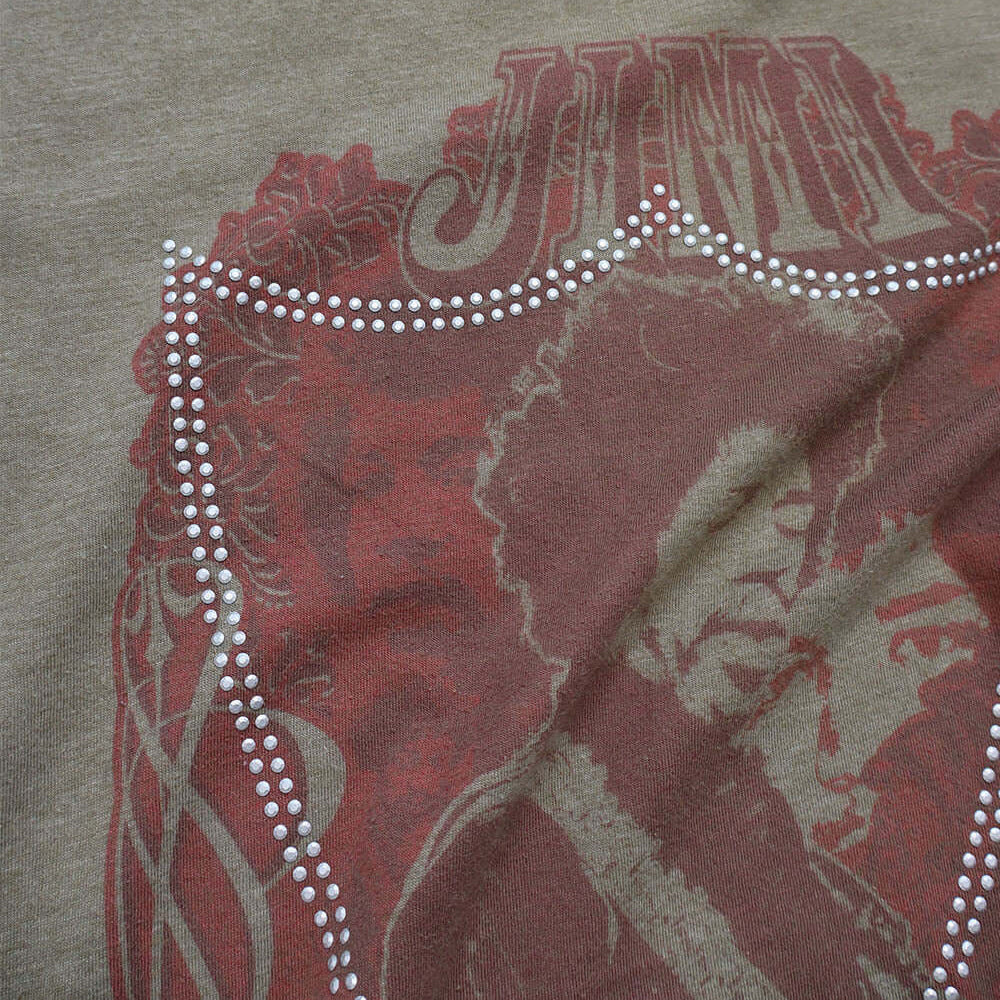 Hollywood Trading Company HTC VINTAGE JIMI HENDRIX LUX T-SHIRT HTC VINTAGE JIMI HENDRIX LUX T-SHIRT ONE OF A KIND VINTAGE T-SHIRT WITH ORIGINAL JIMI HENDRIX PRINT, REWORKED WITH SILVER STUDDED HTC LOGO ON THE FRONT. REGULAR FIT. T-SHIRTS Hollywood Trading