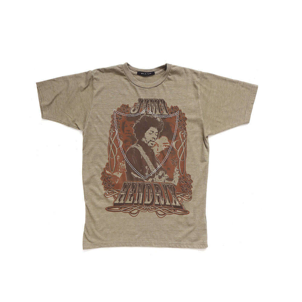 Hollywood Trading Company HTC VINTAGE JIMI HENDRIX STUDDED T-SHIRT HTC VINTAGE JIMI HENDRIX STUDDED T-SHIRT ONE OF A KIND VINTAGE T-SHIRT WITH ORIGINAL JIMI HENDRIX PRINT, REWORKED WITH SILVER STUDDED HTC LOGO ON THE FRONT. REGULAR FIT. T-SHIRTS Hollywood