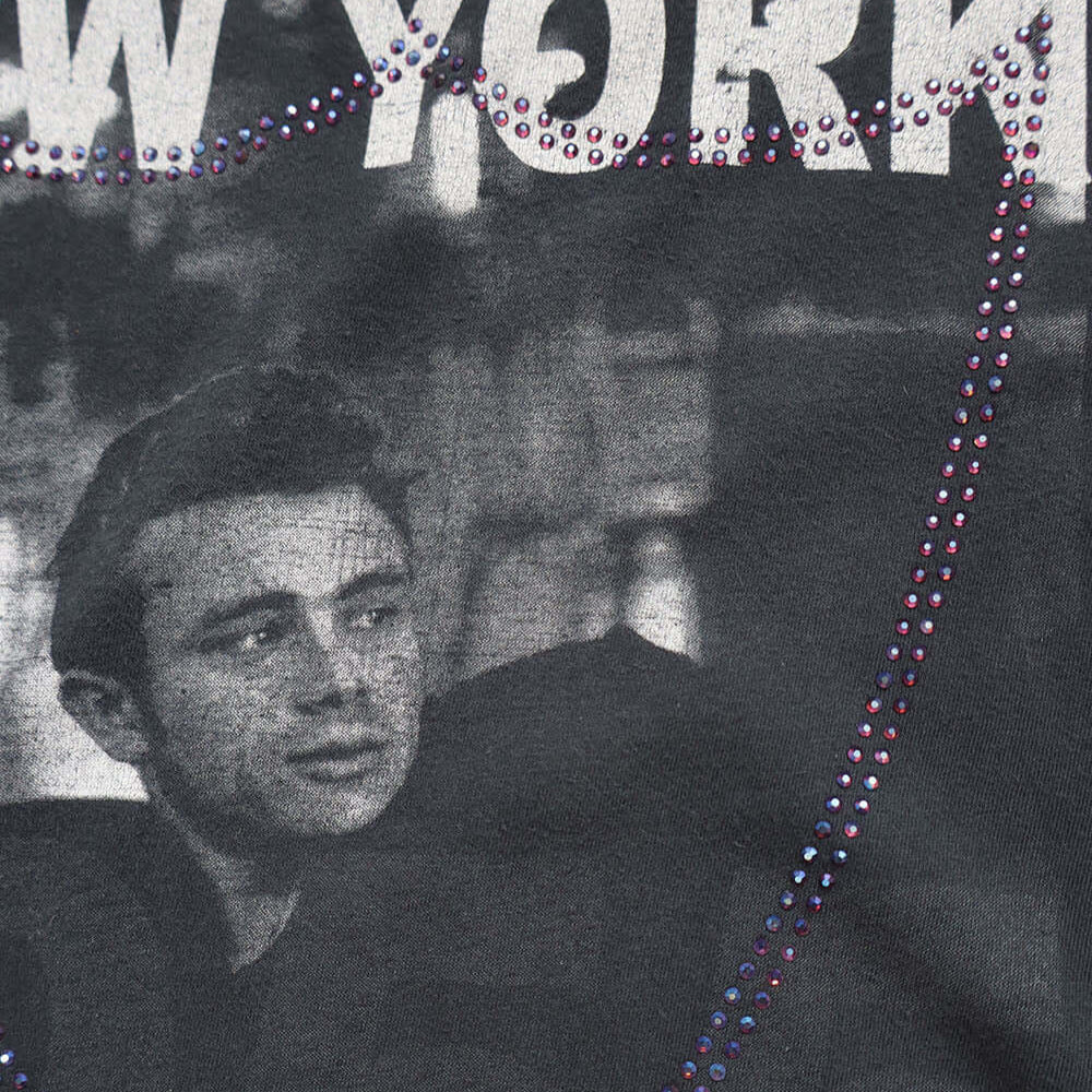 Hollywood Trading Company HTC VINTAGE JAMES DEAN LUX T-SHIRT BLACK/BLUETTE HTC VINTAGE JAMES DEAN LUX T-SHIRT BLACK/BLUETTE ONE OF A KIND VINTAGE T-SHIRT WITH ORIGINAL JAMES DEAN PRINT, REWORKED WITH BLUE STUDDED HTC LOGO ON THE FRONT. REGULAR FIT. T-SHIR