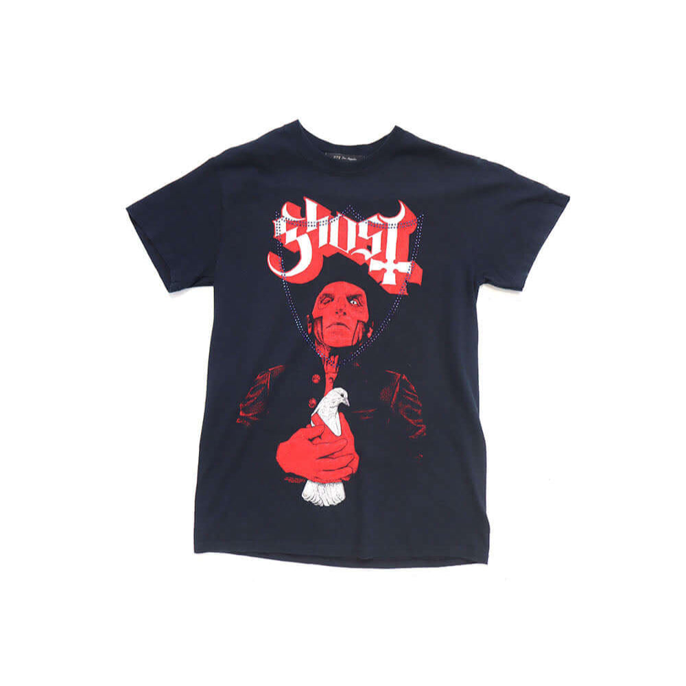 Hollywood Trading Company HTC VINTAGE GHOST LUX T-SHIRT BLACK/RED HTC VINTAGE GHOST LUX T-SHIRT BLACK/RED ONE OF A KIND VINTAGE T-SHIRT WITH ORIGINAL GHOST PRINT, REWORKED WITH BLUE STUDDED HTC LOGO ON THE FRONT. REGULAR FIT. T-SHIRTS Hollywood Trading Co