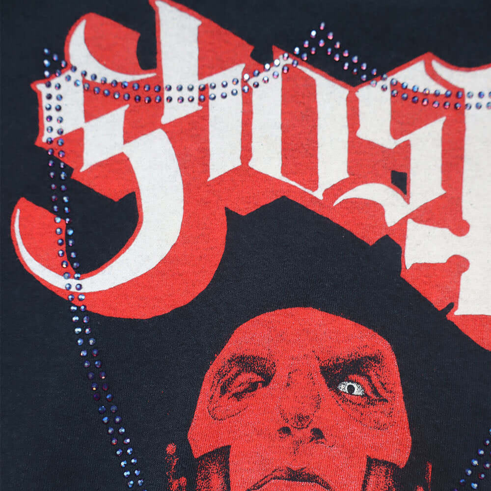 Hollywood Trading Company HTC VINTAGE GHOST LUX T-SHIRT BLACK/RED HTC VINTAGE GHOST LUX T-SHIRT BLACK/RED ONE OF A KIND VINTAGE T-SHIRT WITH ORIGINAL GHOST PRINT, REWORKED WITH BLUE STUDDED HTC LOGO ON THE FRONT. REGULAR FIT. T-SHIRTS Hollywood Trading Co