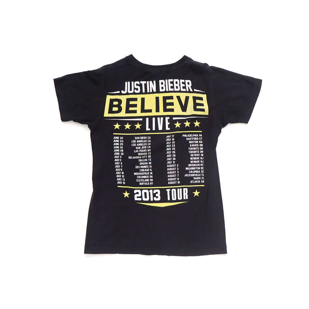 Hollywood Trading Company HTC VINTAGE JUSTIN BIEBER LUX T-SHIRT MIX BLACK HTC VINTAGE JUSTIN BIEBER LUX T-SHIRT MIX BLACK ONE OF A KIND VINTAGE T-SHIRT WITH ORIGINAL JUSTIN BIEBER PRINT, REWORKED WITH BLUE STUDDED HTC LOGO ON THE FRONT. REGULAR FIT. T-SHI