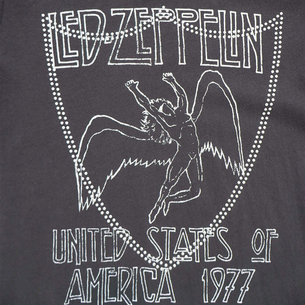 Hollywood Trading Company HTC VINTAGE LED ZEPPELIN STUDDED T-SHIRT BLACK/SILVER HTC VINTAGE LED ZEPPELIN STUDDED T-SHIRT BLACK/SILVER ONE OF A KIND VINTAGE T-SHIRT WITH ORIGINAL LED ZEPPELIN PRINT, REWORKED WITH SILVER STUDDED HTC LOGO ON THE FRONT. REGUL